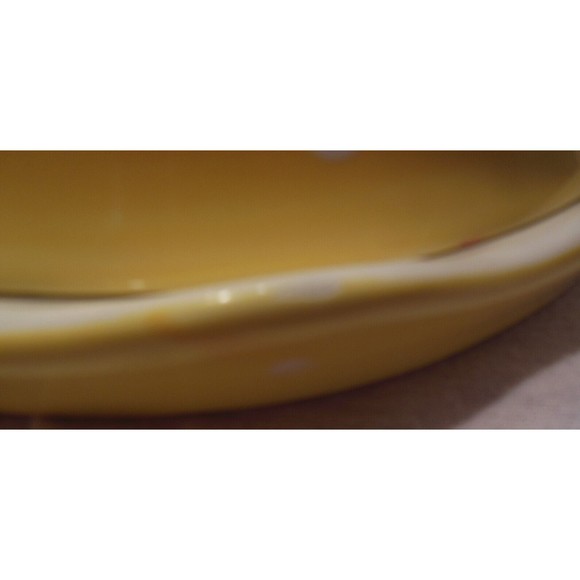 Chip and Dip Bowl Yellow Polka Dot Round Covered Bowl Lid - Picture 8 of 9